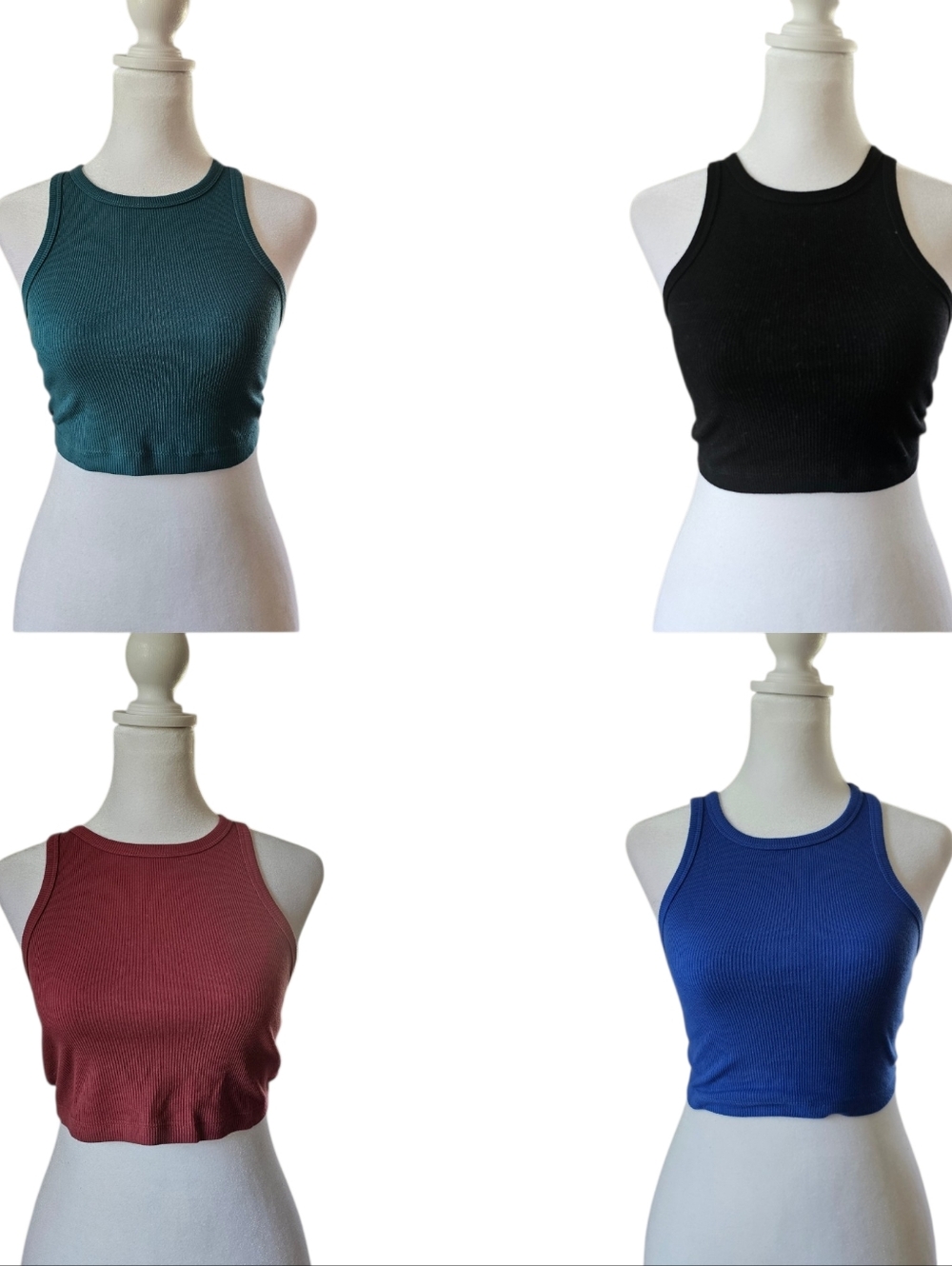 Set Of 4 Wild Fable Ribbed Cropped Tank Tops XS and XXS - Multiple Colors